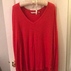 Athleta v-neck red long sleeve top